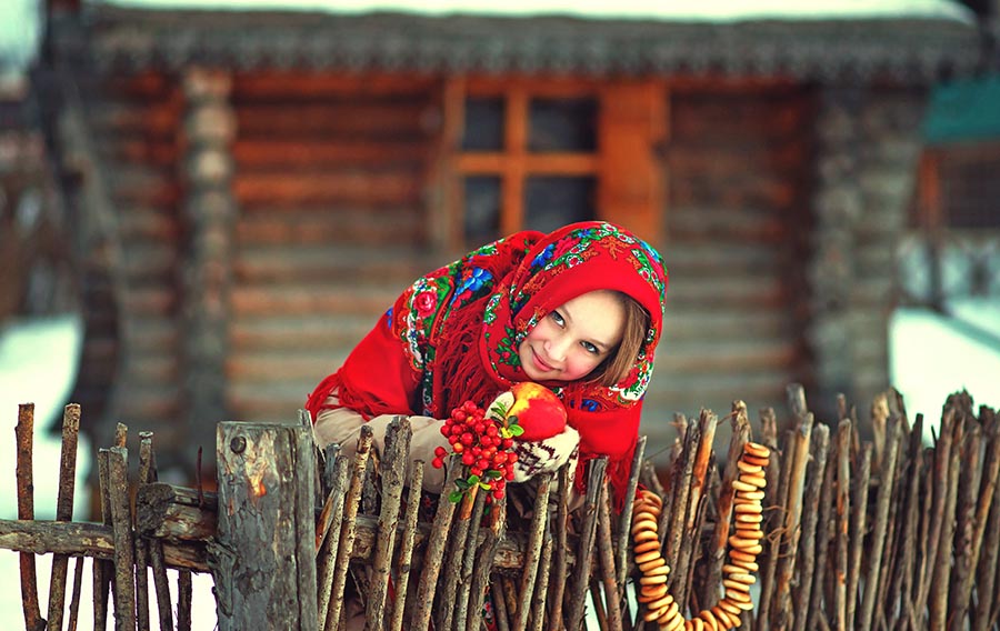 Sexy girl Women in Slavic costumes in Zhuji