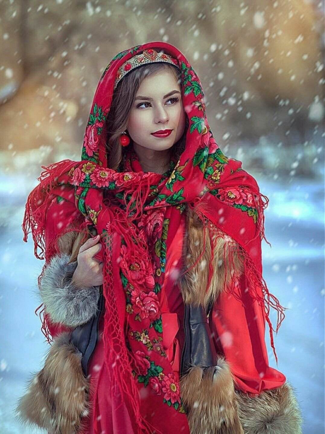 Beautiful girl Women in Slavic costumes in Zhuji